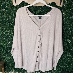 Rue21 Cream Long Sleeve Button-Up Top